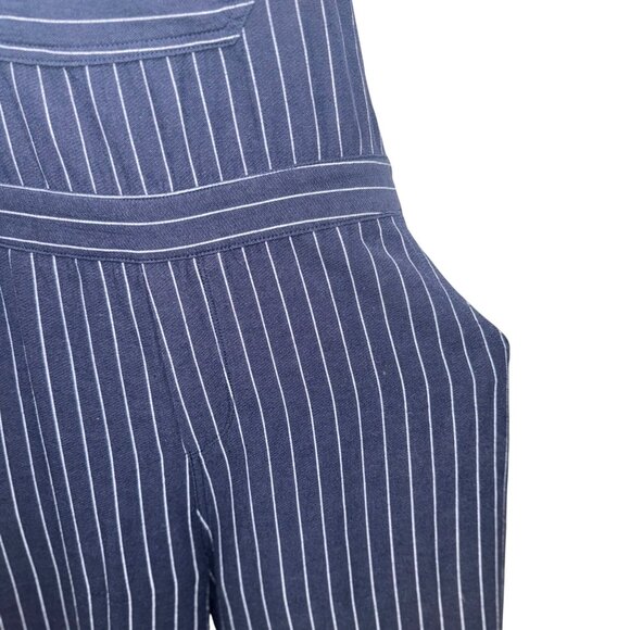 Polagram Overalls Womens L Blue Striped Wide Leg Cotton Culotte Lagenlook Style - Picture 9 of 15